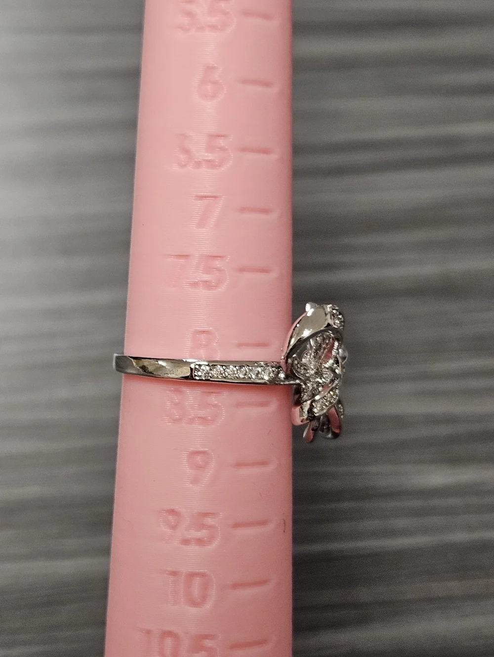 NEW Crystalled Bow Silver-Tone Ring Multiple Sizes Available